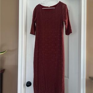 Pinkblush Rust Lace Long Sleeve Dress